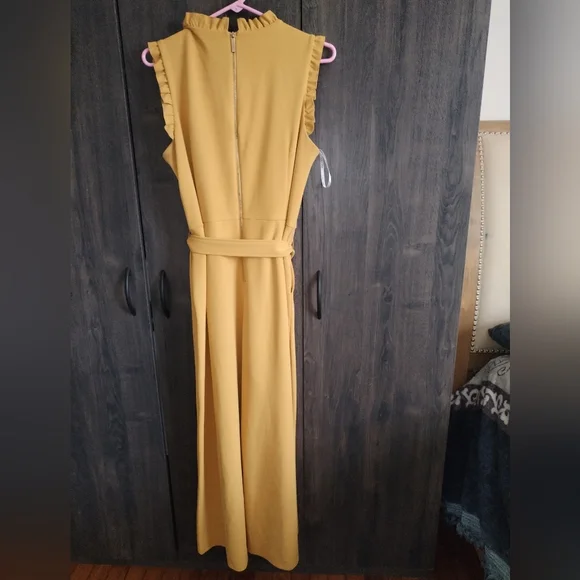 Calvin Klein Dressy Mustard Yellow Jumpsuit Sleeveless Sz 14 EUC